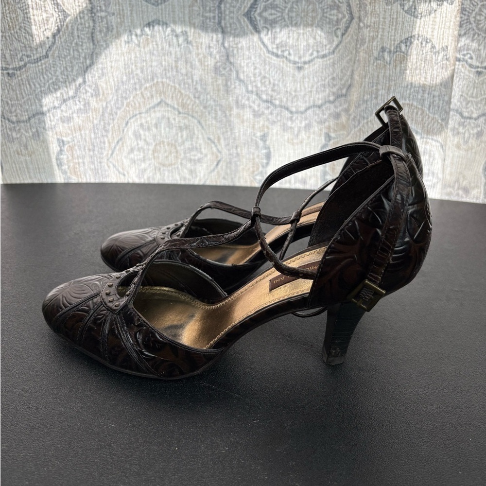ANTONIO MELANI Brown Heels with Gold Accents